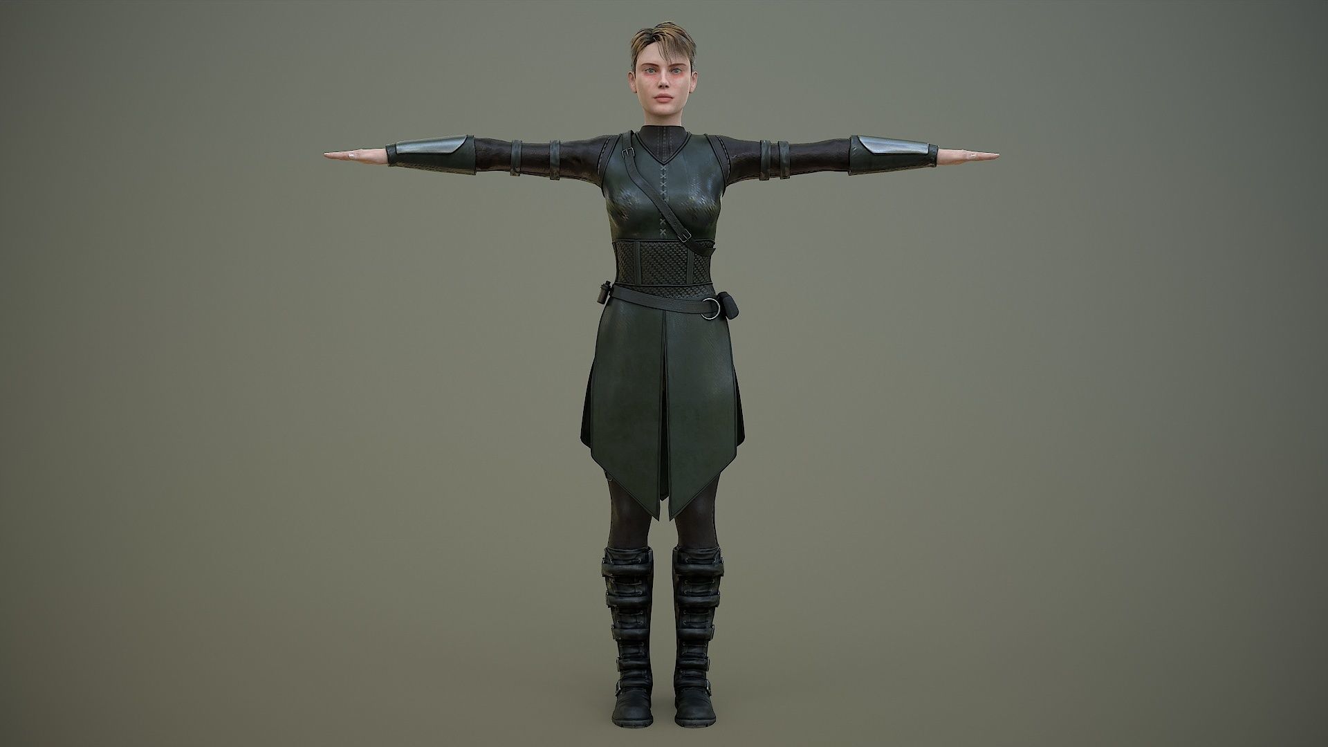 Warrior Girl Spy Low-poly 3D model_3