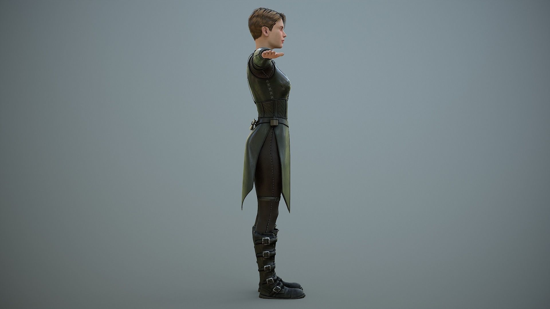 Warrior Girl Spy Low-poly 3D model_5