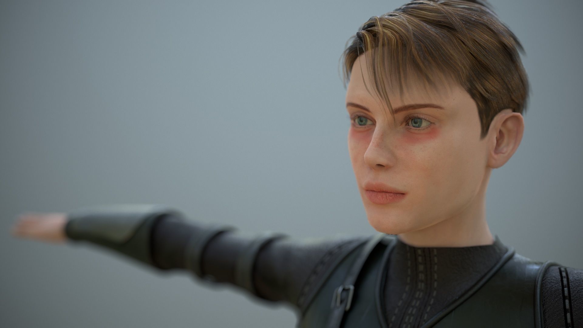 Warrior Girl Spy Low-poly 3D model_10