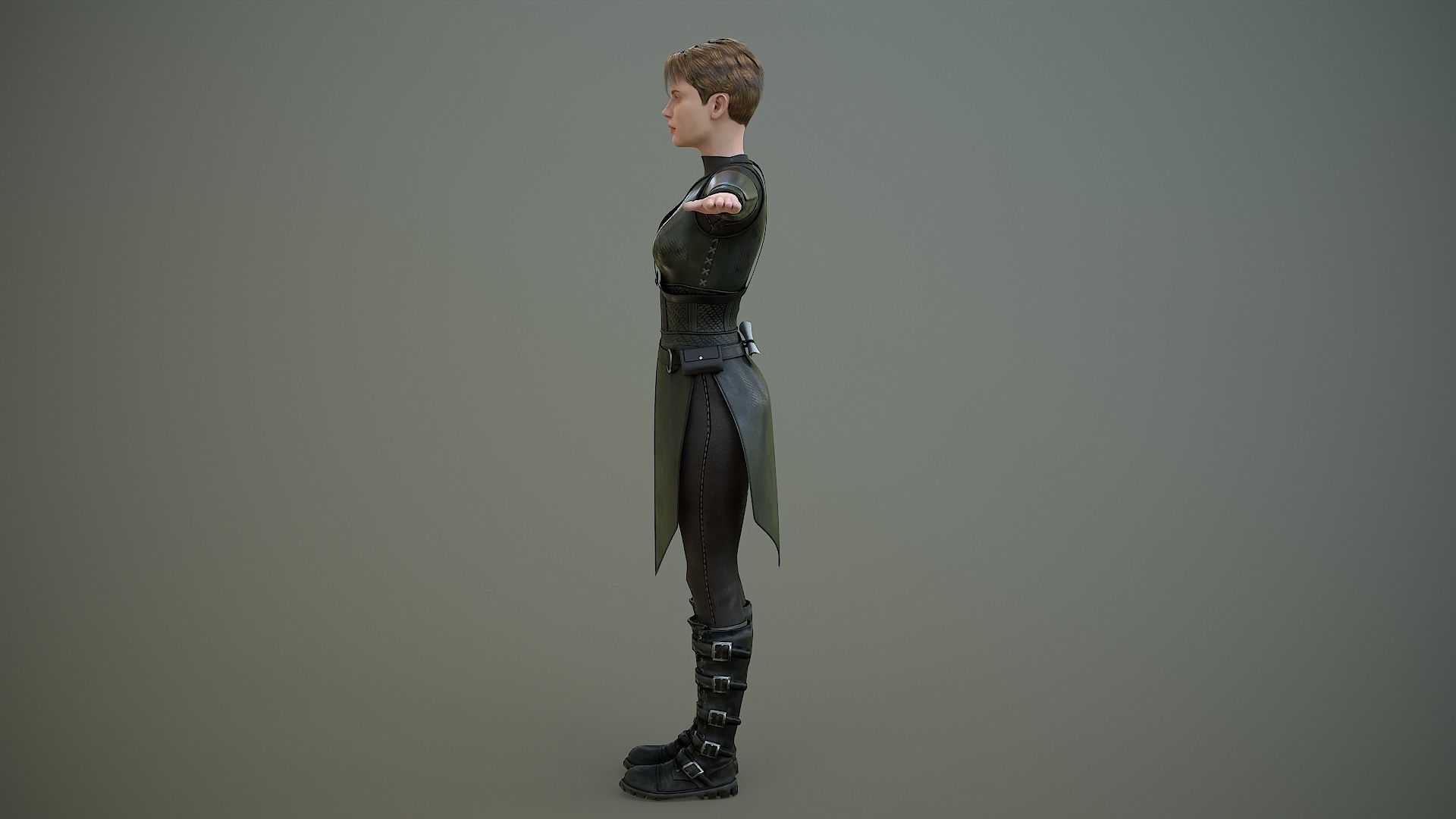 Warrior Girl Spy Low-poly 3D model_9