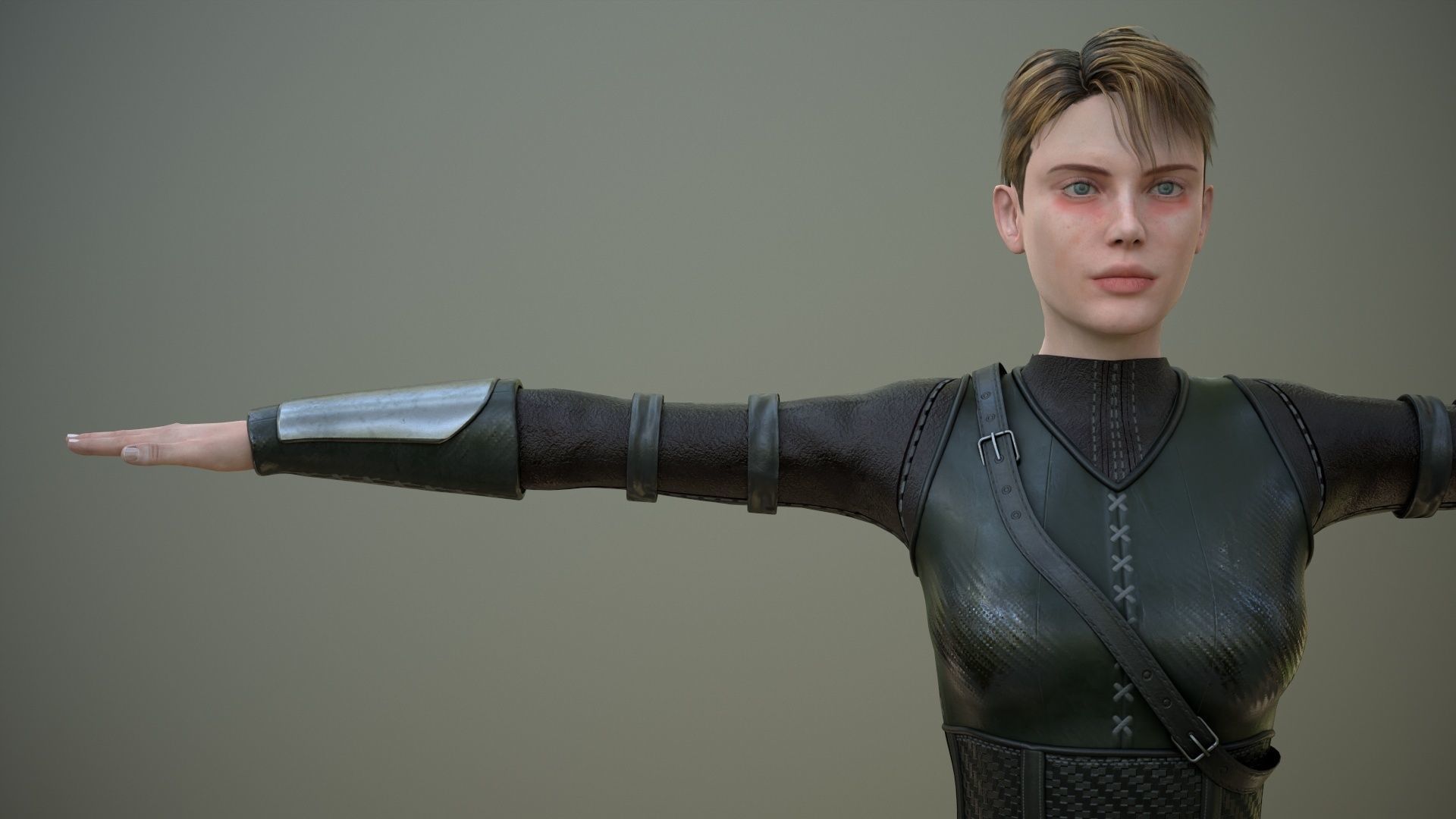 Warrior Girl Spy Low-poly 3D model_11