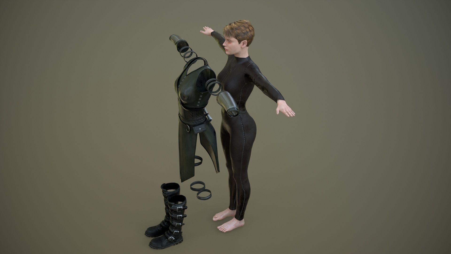 Warrior Girl Spy Low-poly 3D model_33