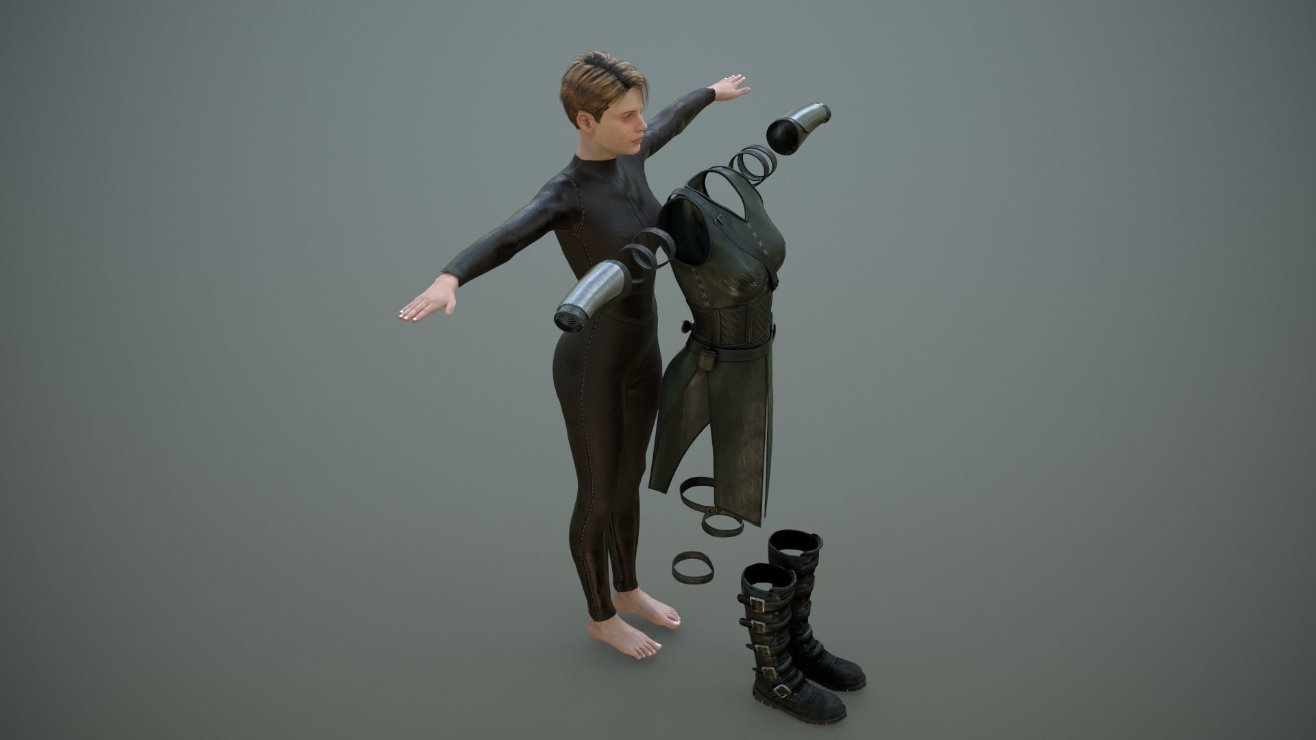 Warrior Girl Spy Low-poly 3D model_32