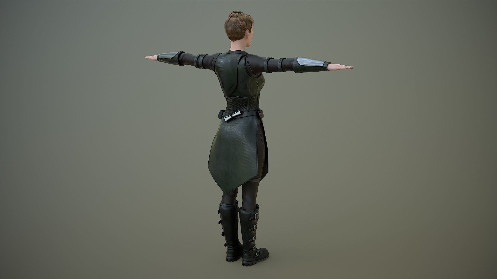 Warrior Girl Spy Low-poly 3D model_6