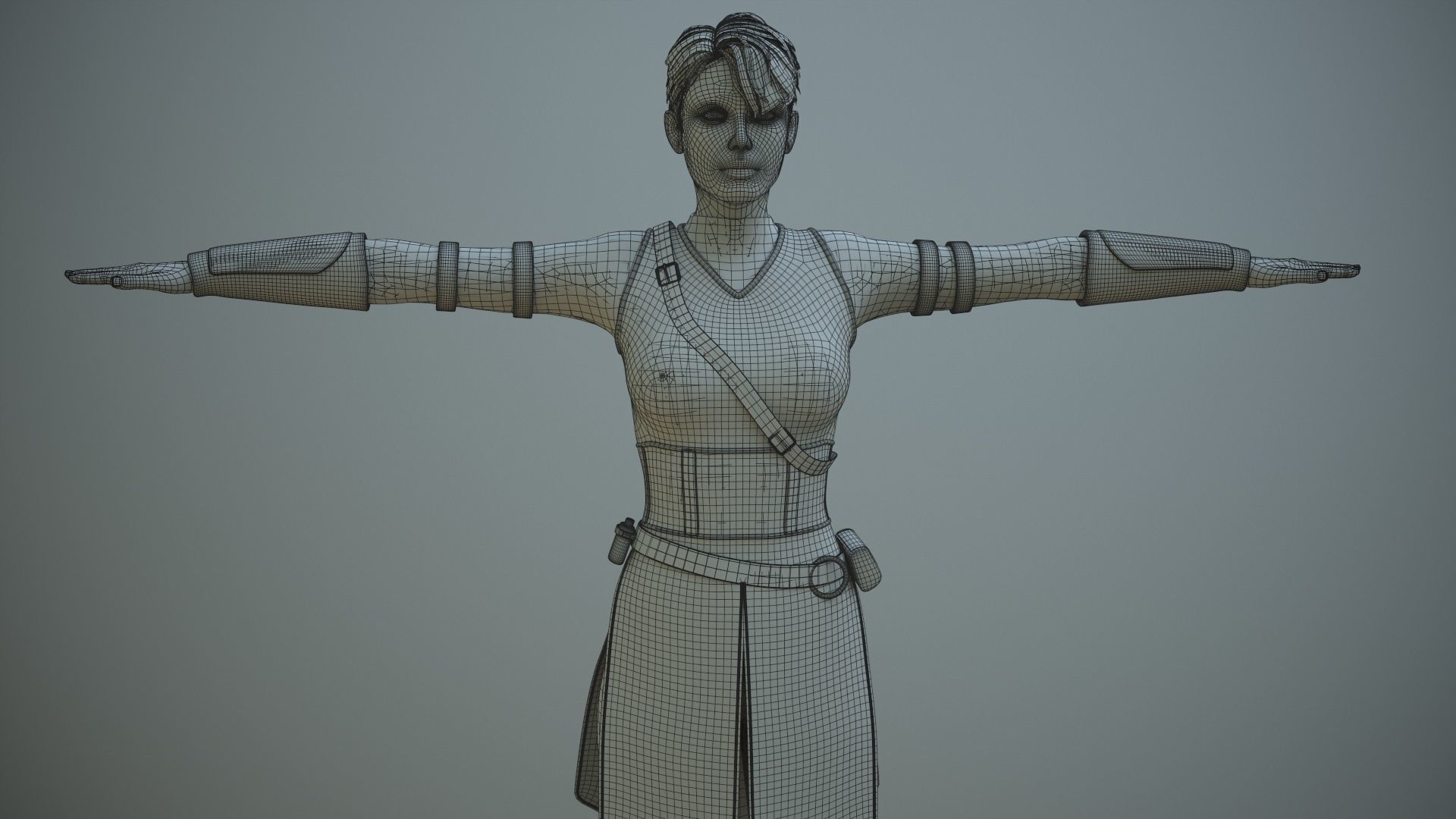 Warrior Girl Spy Low-poly 3D model_28