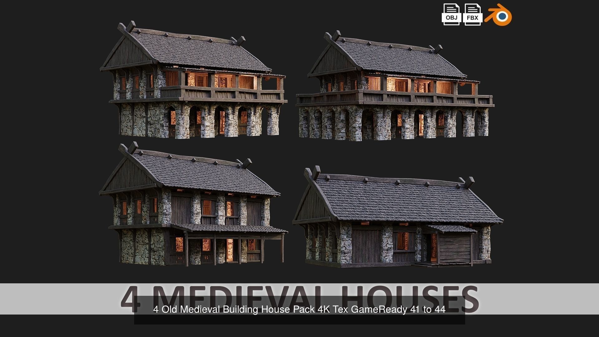 41 - 80 OLD MEDIEVAL BUILDINGS PACK 4K Textures GameReady 3D Model Collection_4
