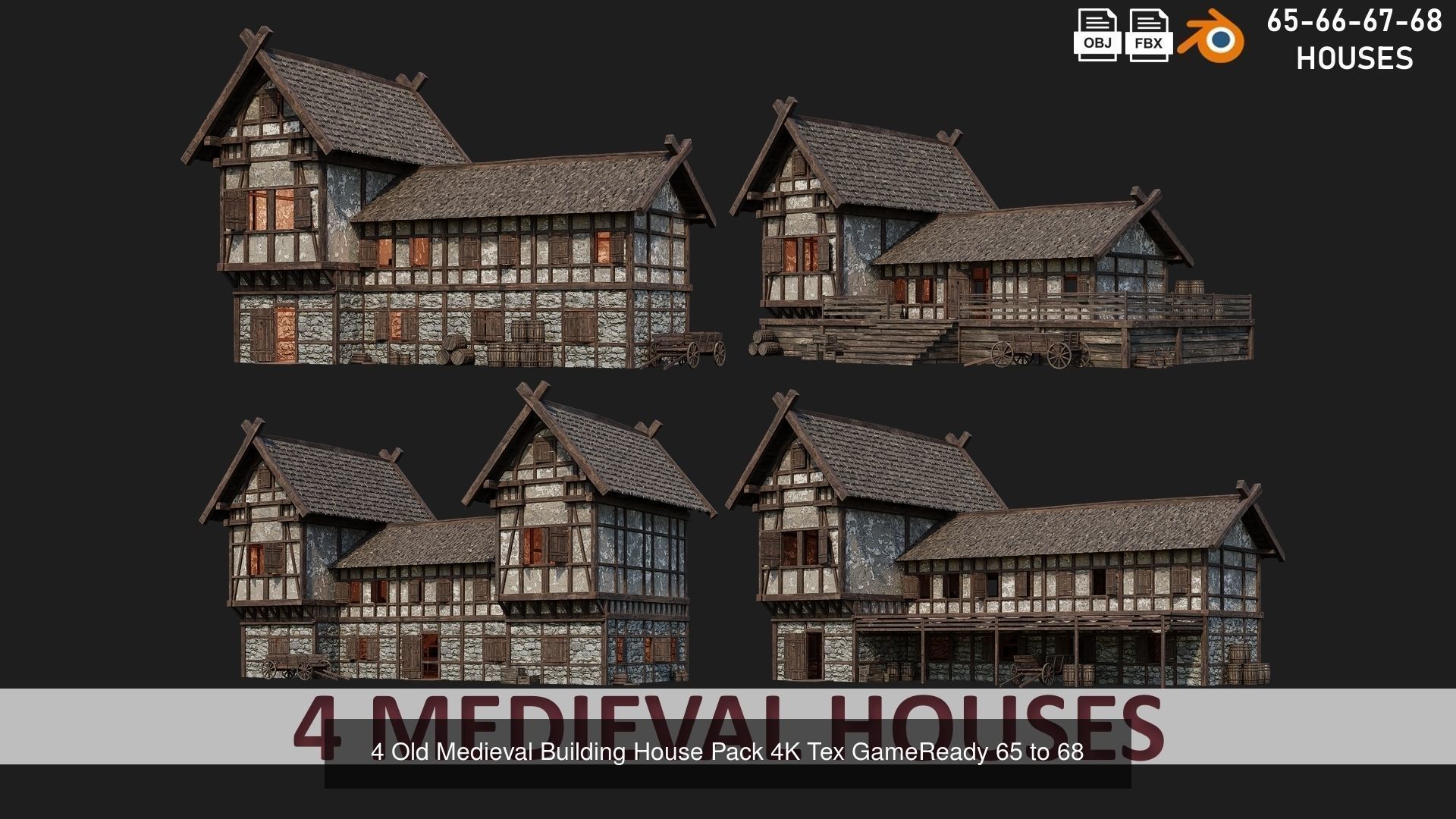 41 - 80 OLD MEDIEVAL BUILDINGS PACK 4K Textures GameReady 3D Model Collection_10