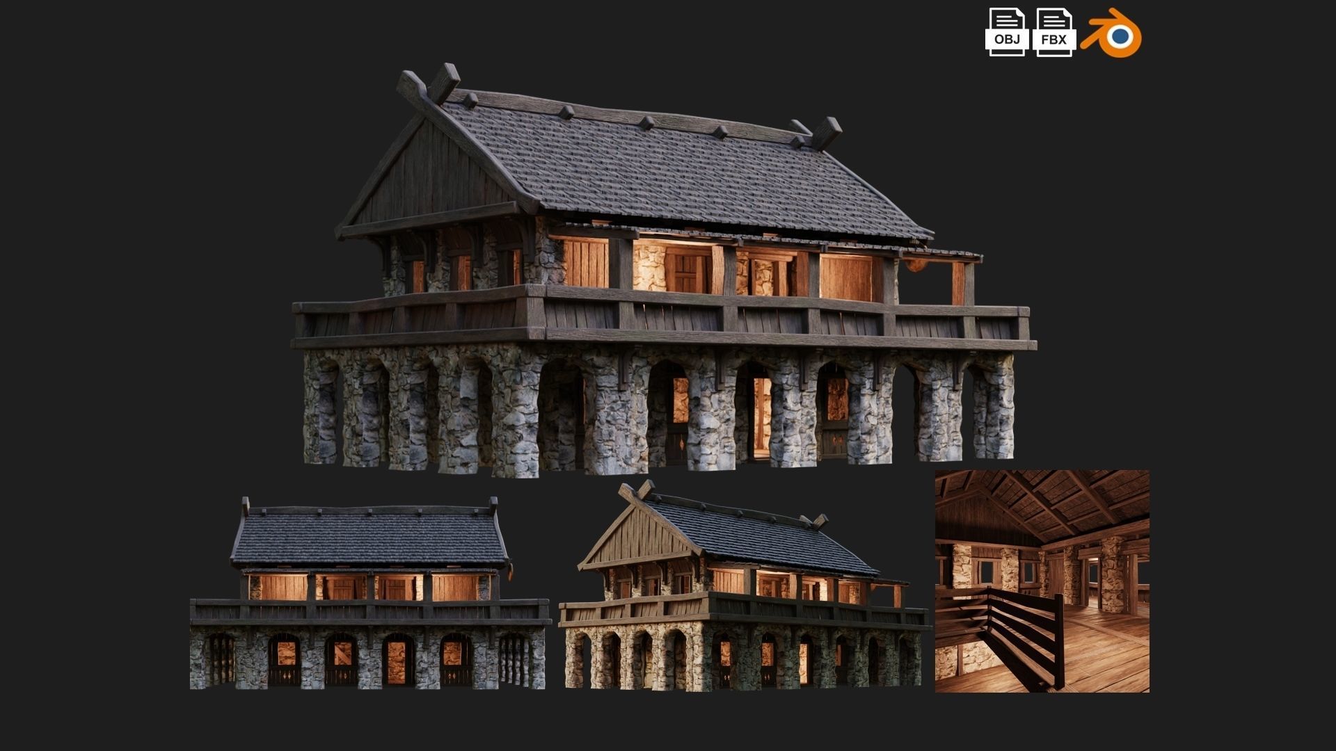 41 - 80 OLD MEDIEVAL BUILDINGS PACK 4K Textures GameReady 3D Model Collection_15
