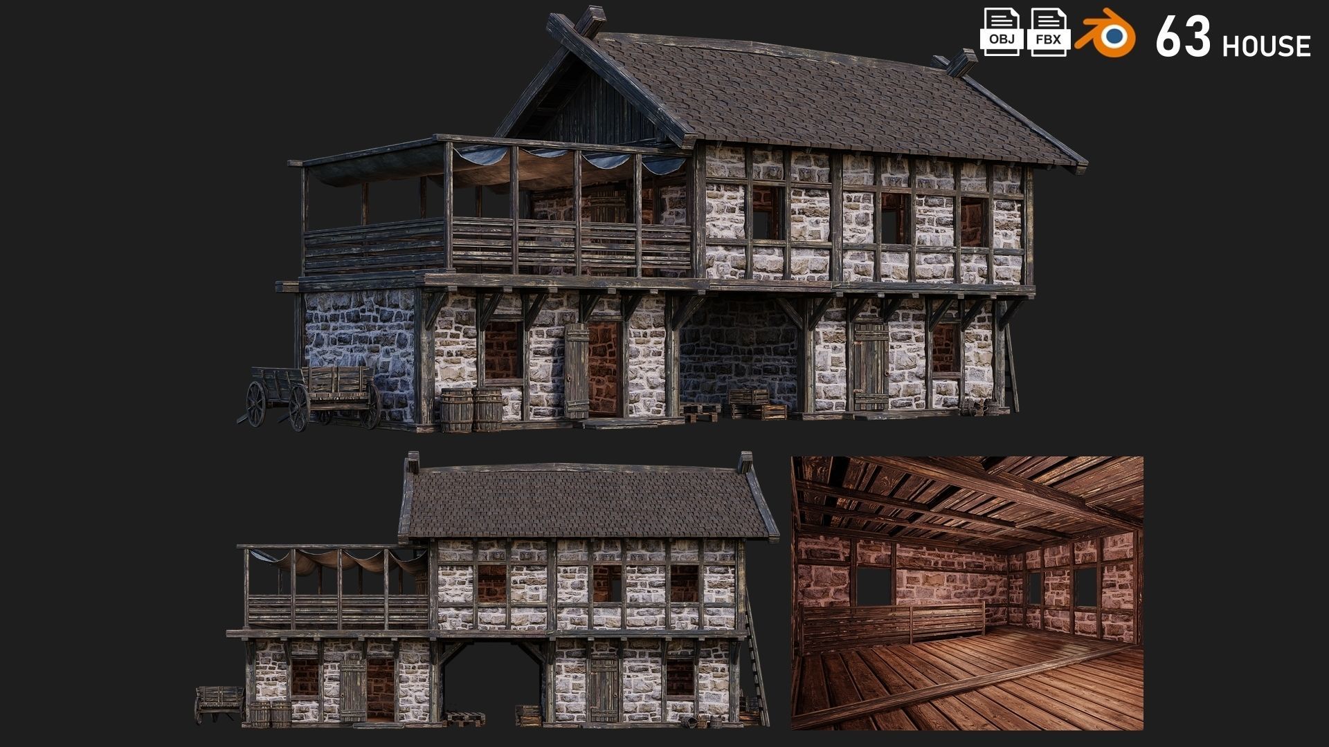 41 - 80 OLD MEDIEVAL BUILDINGS PACK 4K Textures GameReady 3D Model Collection_47