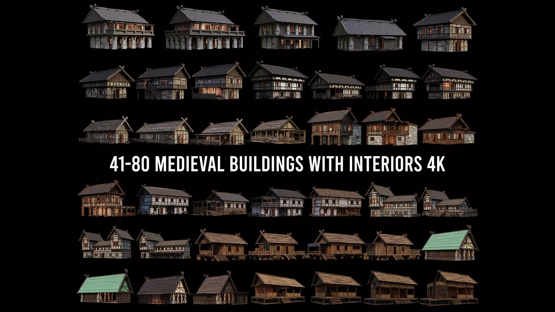 41 - 80 OLD MEDIEVAL BUILDINGS PACK 4K Textures GameReady 3D Model Collection_0