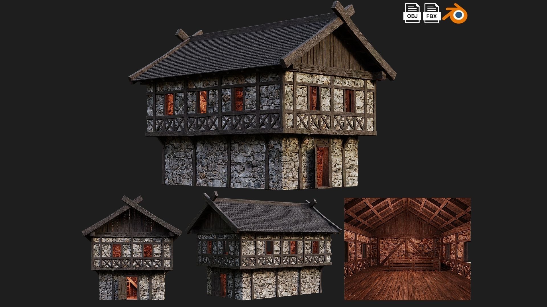 41 - 80 OLD MEDIEVAL BUILDINGS PACK 4K Textures GameReady 3D Model Collection_17