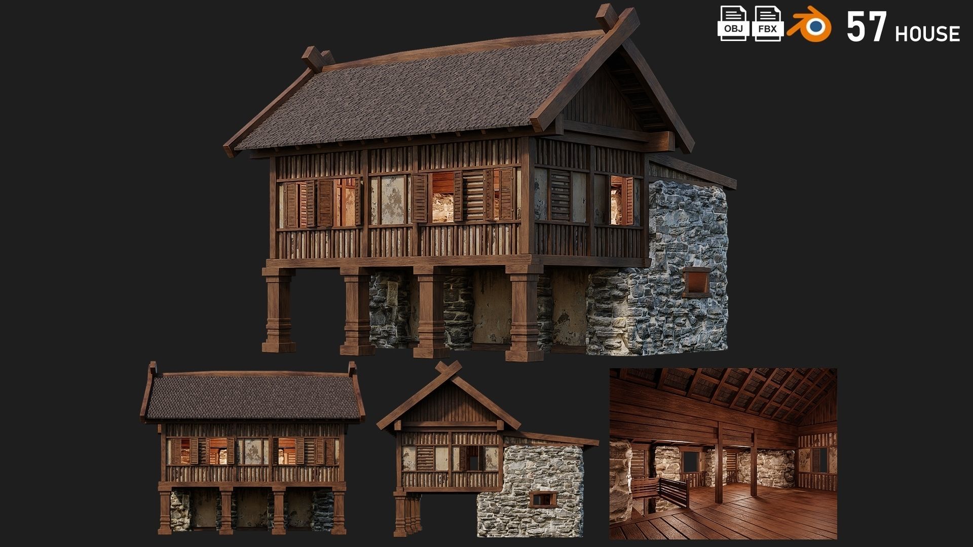 41 - 80 OLD MEDIEVAL BUILDINGS PACK 4K Textures GameReady 3D Model Collection_40
