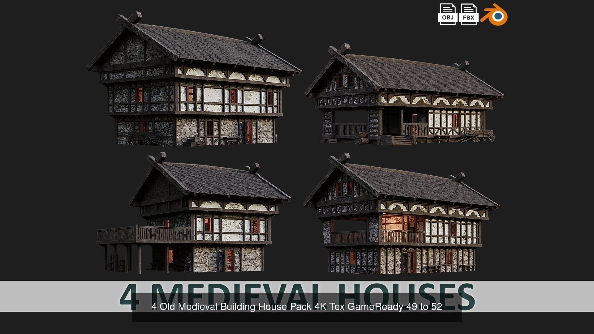 41 - 80 OLD MEDIEVAL BUILDINGS PACK 4K Textures GameReady 3D Model Collection_6