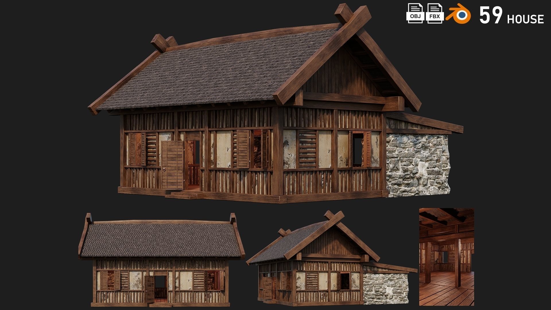 41 - 80 OLD MEDIEVAL BUILDINGS PACK 4K Textures GameReady 3D Model Collection_45
