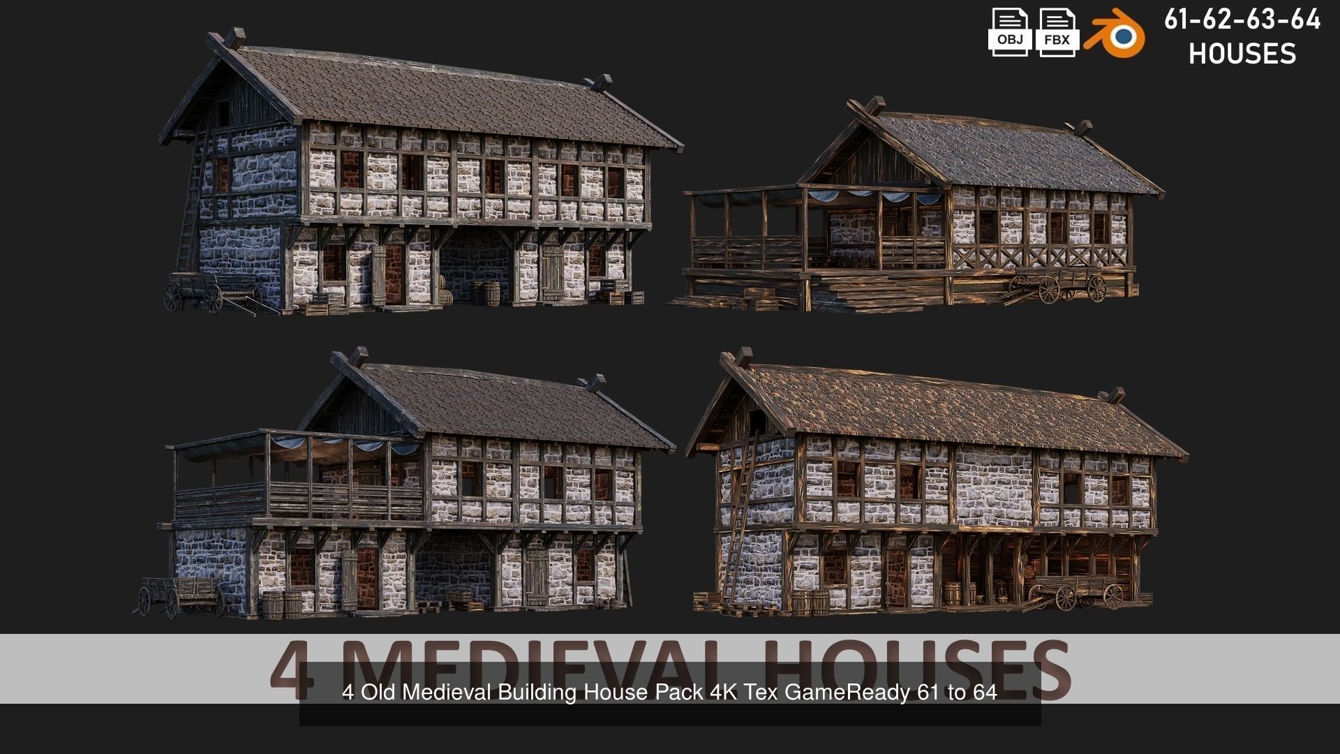 41 - 80 OLD MEDIEVAL BUILDINGS PACK 4K Textures GameReady 3D Model Collection_9