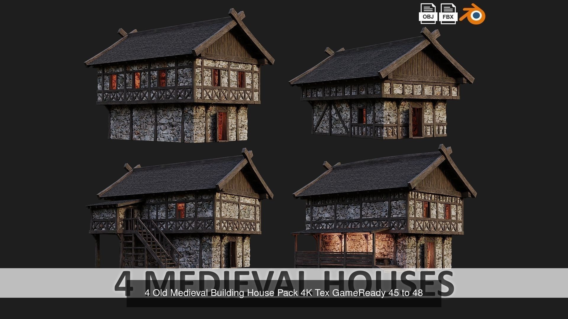 41 - 80 OLD MEDIEVAL BUILDINGS PACK 4K Textures GameReady 3D Model Collection_5