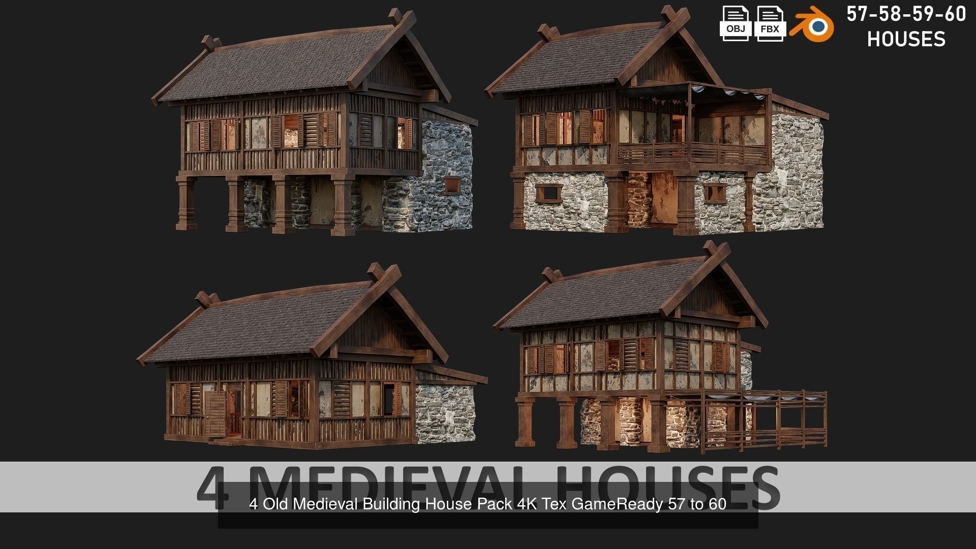 41 - 80 OLD MEDIEVAL BUILDINGS PACK 4K Textures GameReady 3D Model Collection_8