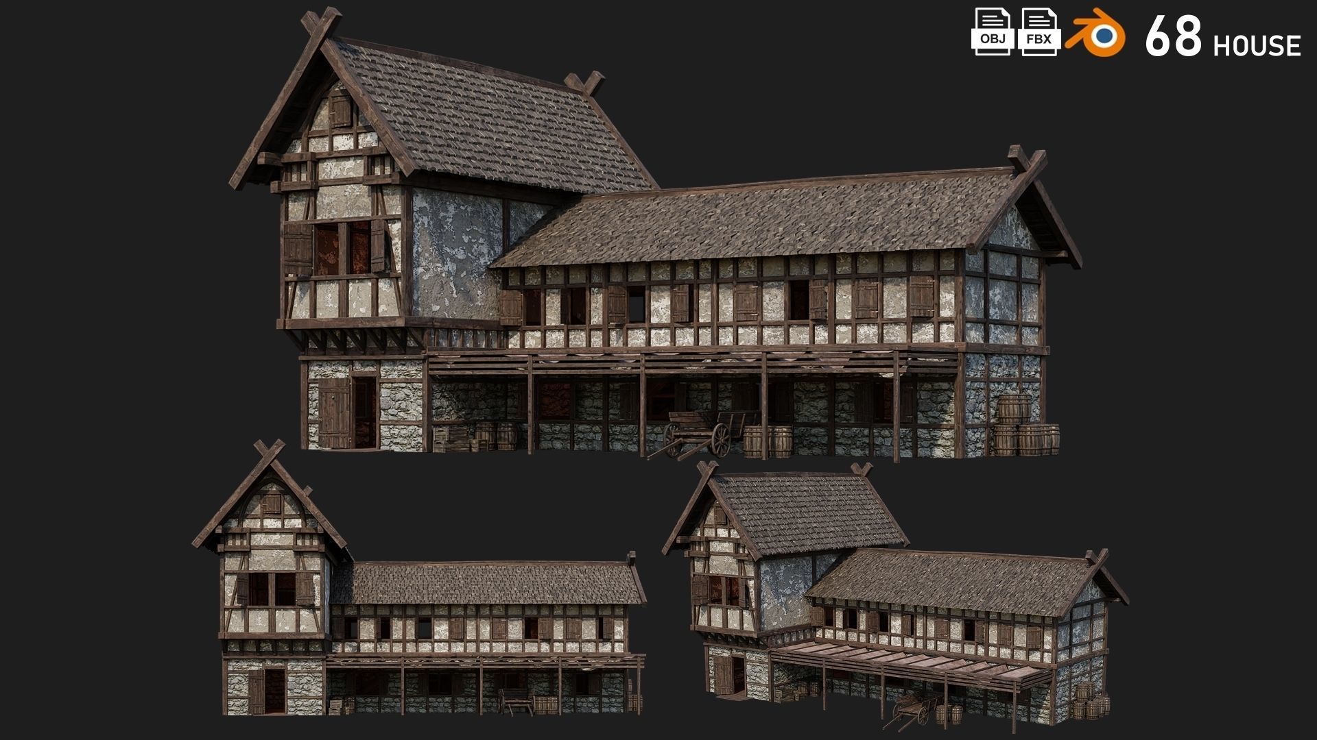 41 - 80 OLD MEDIEVAL BUILDINGS PACK 4K Textures GameReady 3D Model Collection_33