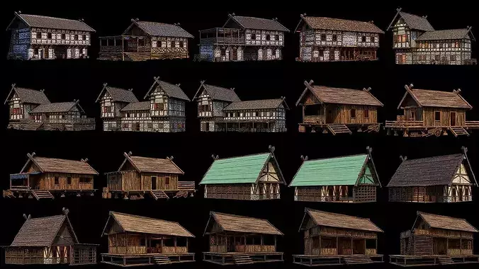 41 - 80 OLD MEDIEVAL BUILDINGS PACK 4K Textures GameReady 3
