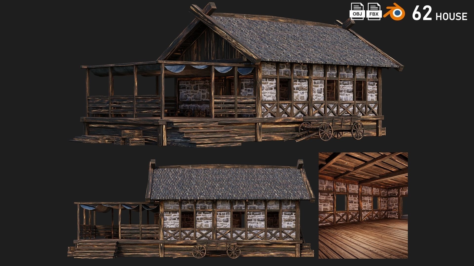 41 - 80 OLD MEDIEVAL BUILDINGS PACK 4K Textures GameReady 3D Model Collection_29