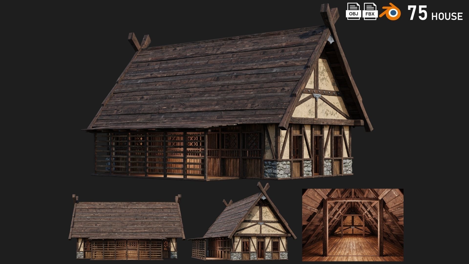41 - 80 OLD MEDIEVAL BUILDINGS PACK 4K Textures GameReady 3D Model Collection_41
