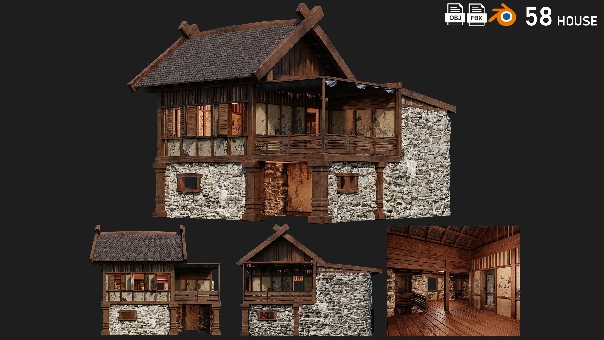 41 - 80 OLD MEDIEVAL BUILDINGS PACK 4K Textures GameReady 3D Model Collection_31
