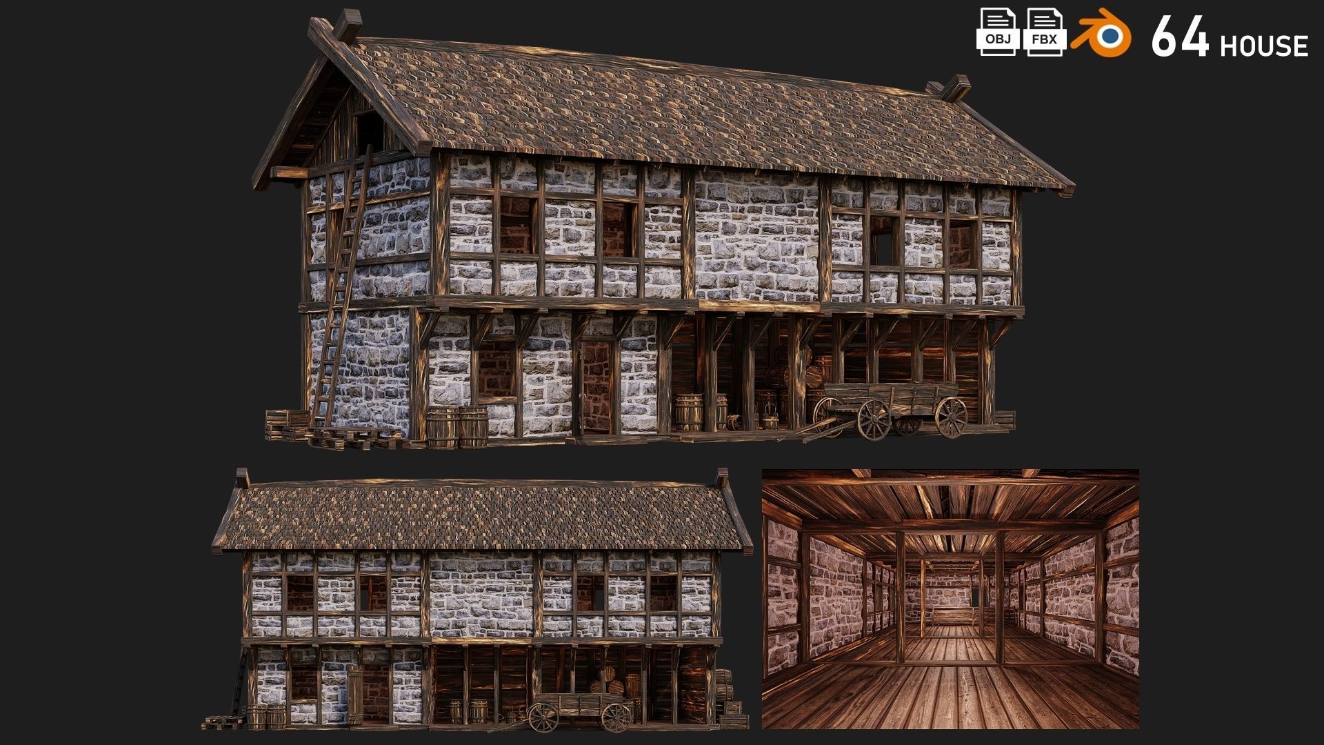 41 - 80 OLD MEDIEVAL BUILDINGS PACK 4K Textures GameReady 3D Model Collection_42
