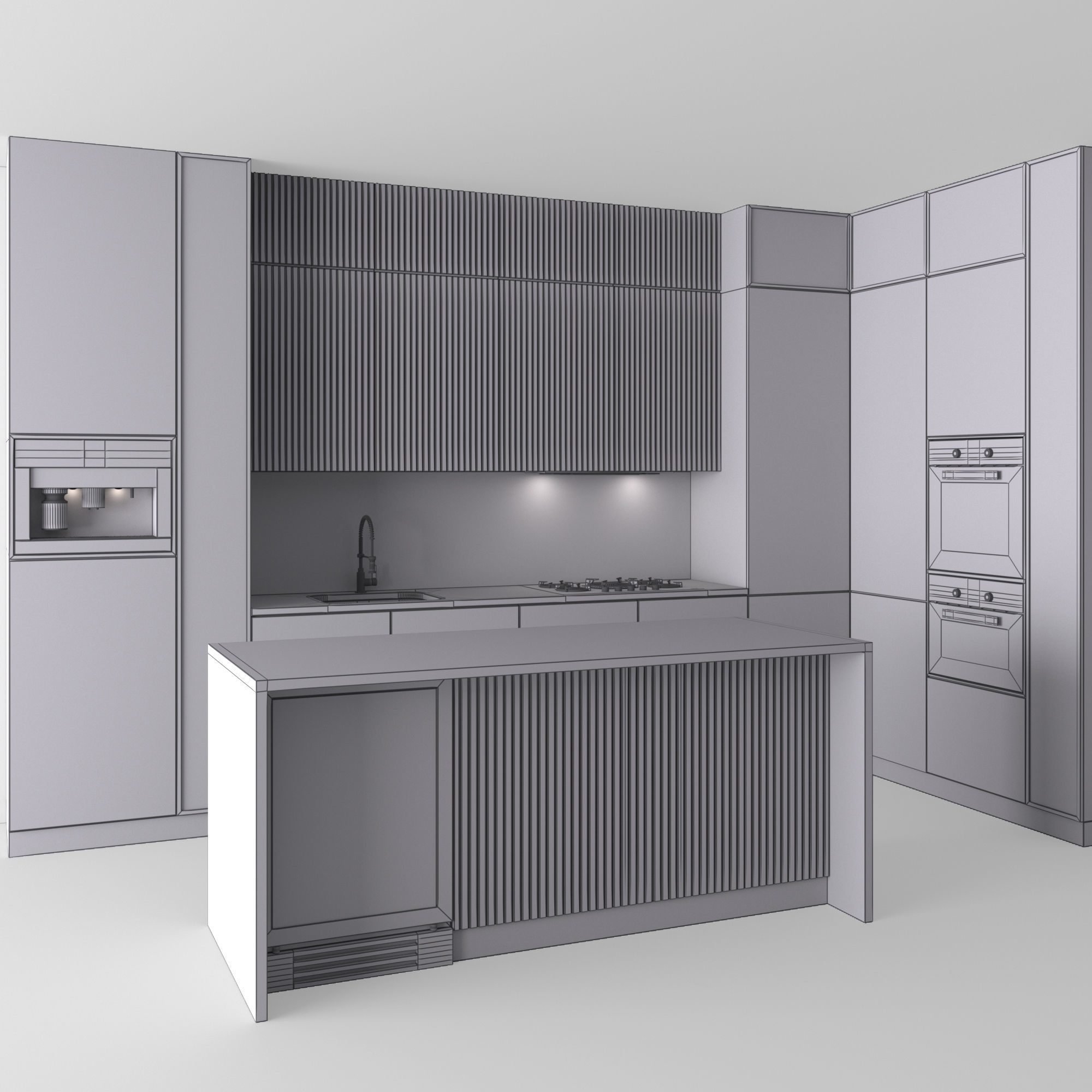 Kitchen Modern 12 - Corner Kitchen 3D model_3