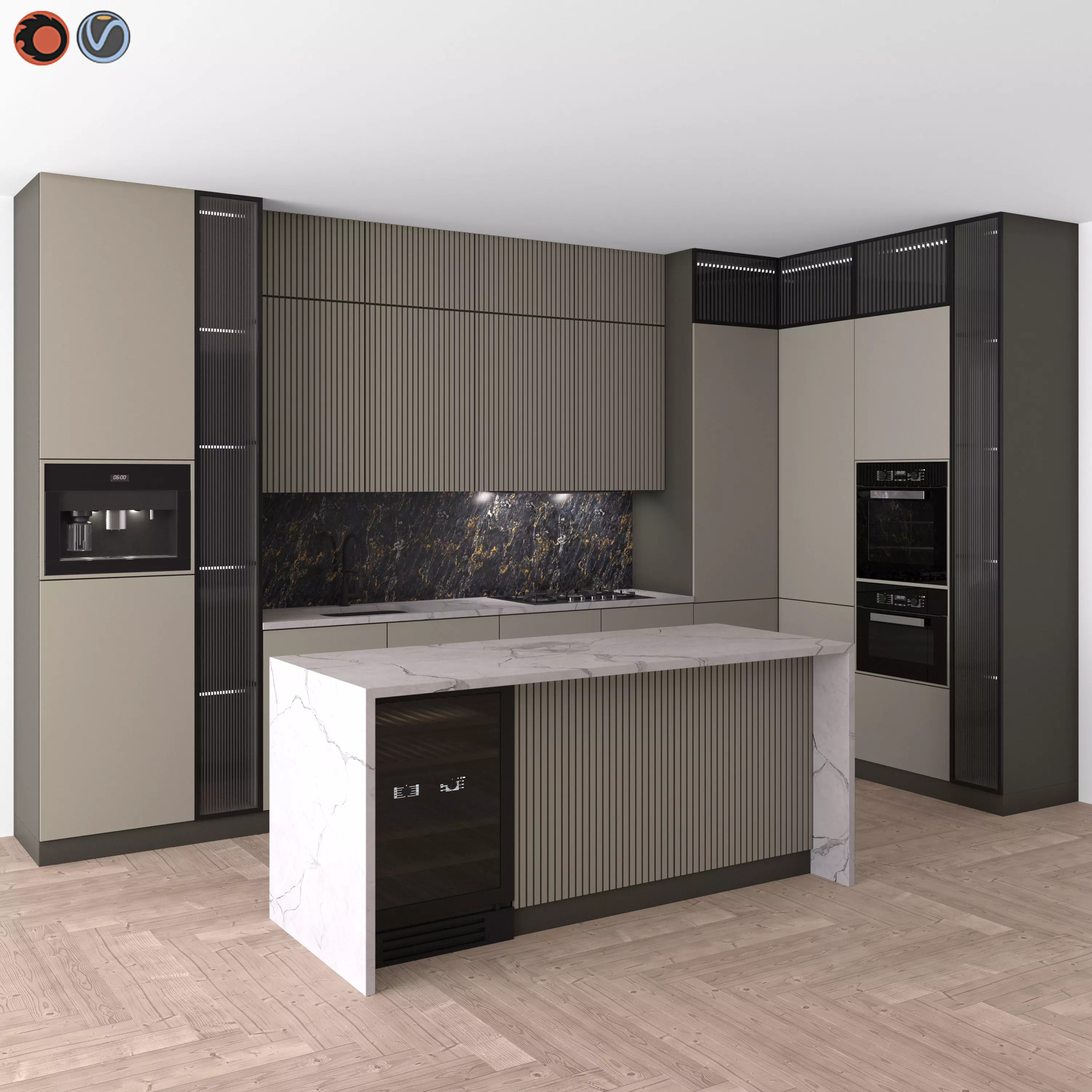 Kitchen Modern 12 - Corner Kitchen 3D model_0