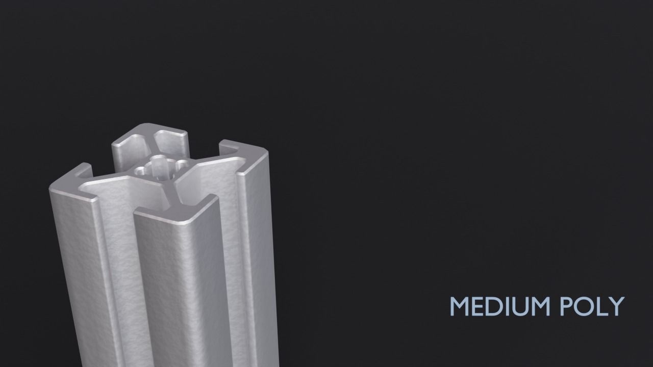 8020 20mm 4-slot extrusion 3D model_1