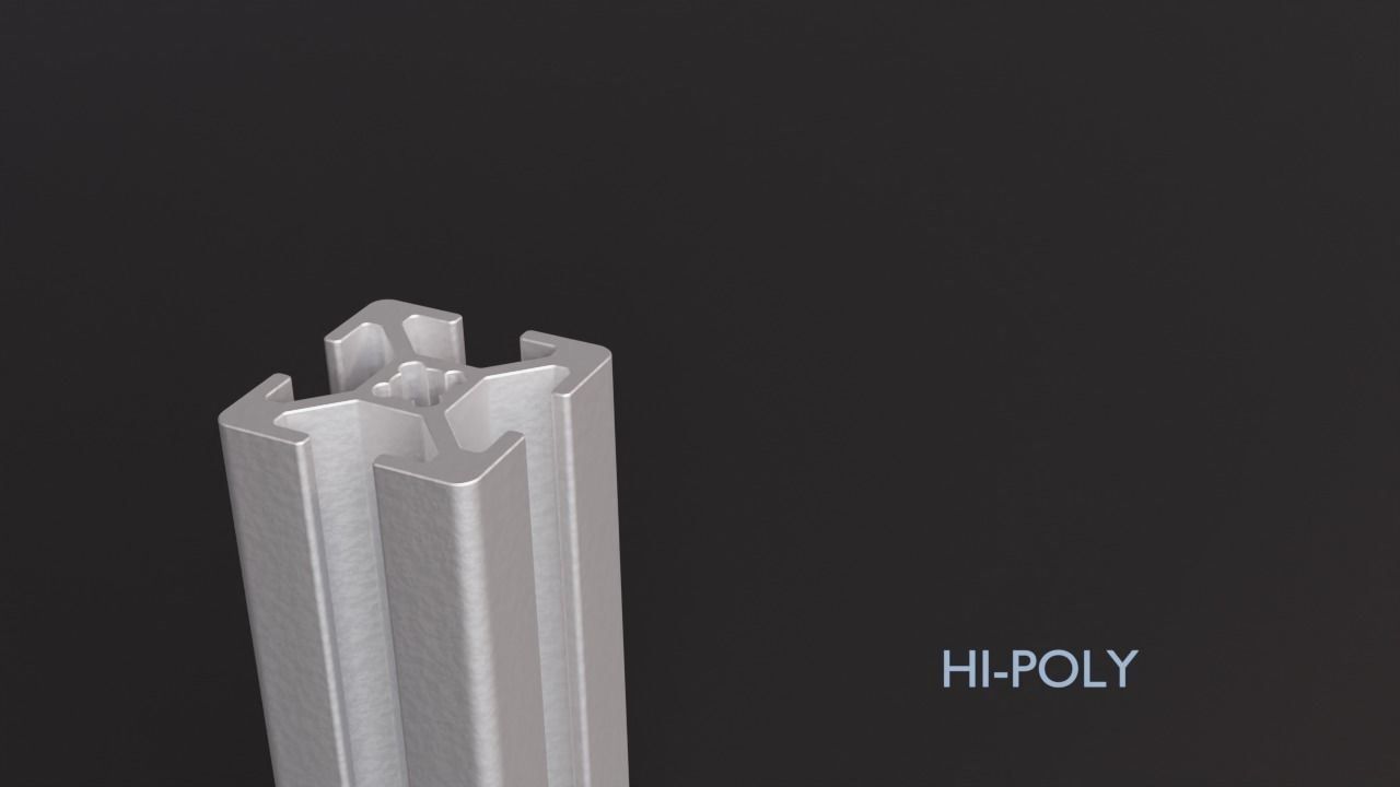 8020 20mm 4-slot extrusion 3D model_2