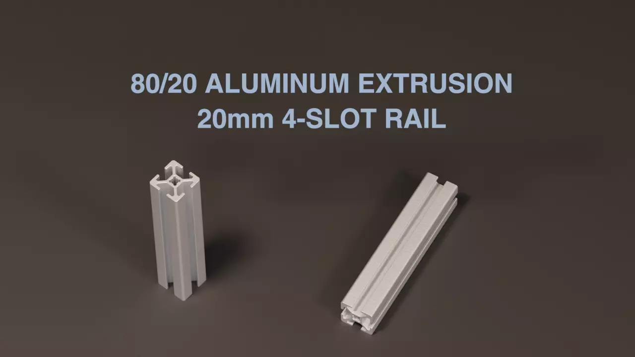 8020 20mm 4-slot extrusion 3D model_0
