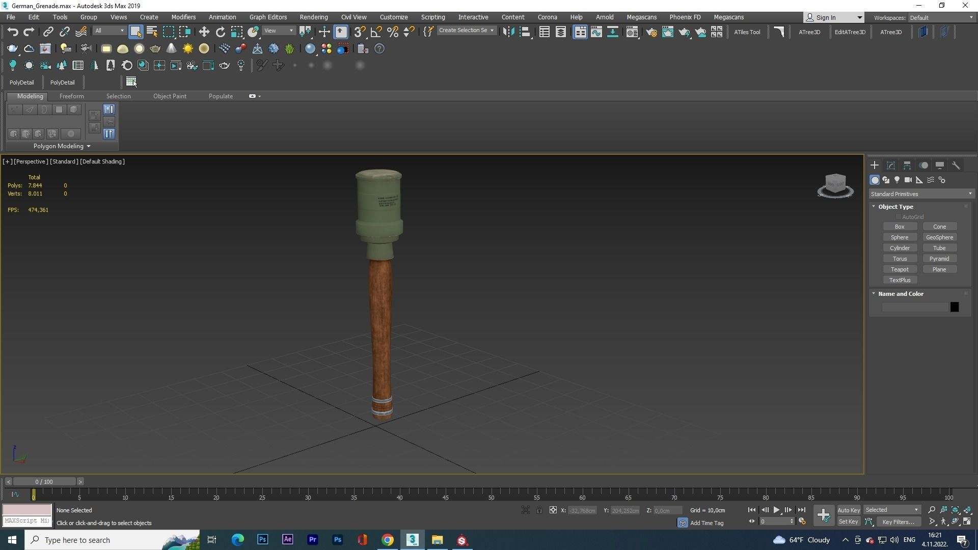 German Grenade Low-poly 3D model_4