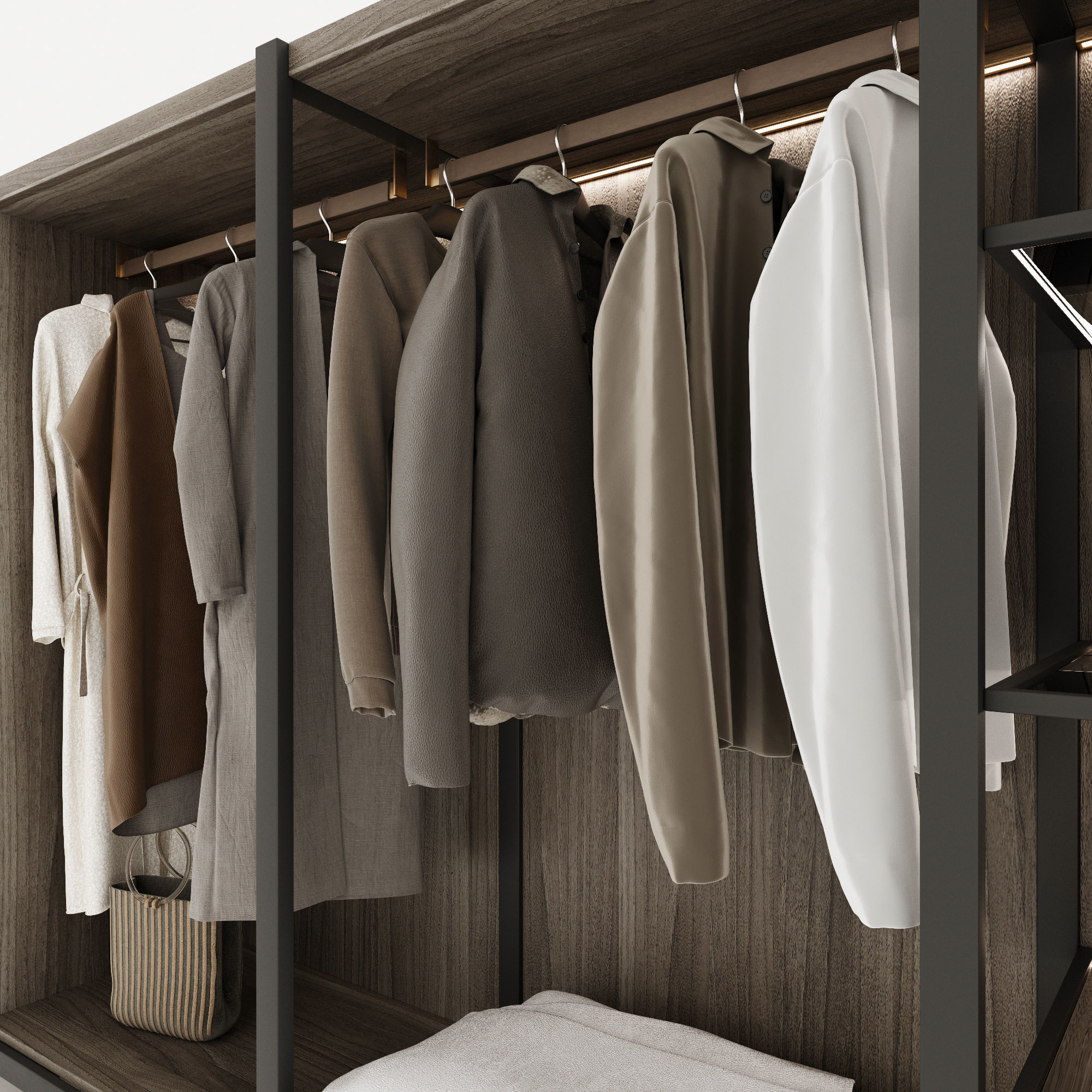 Wardrobe closet with clothes and drawers 3D model_5