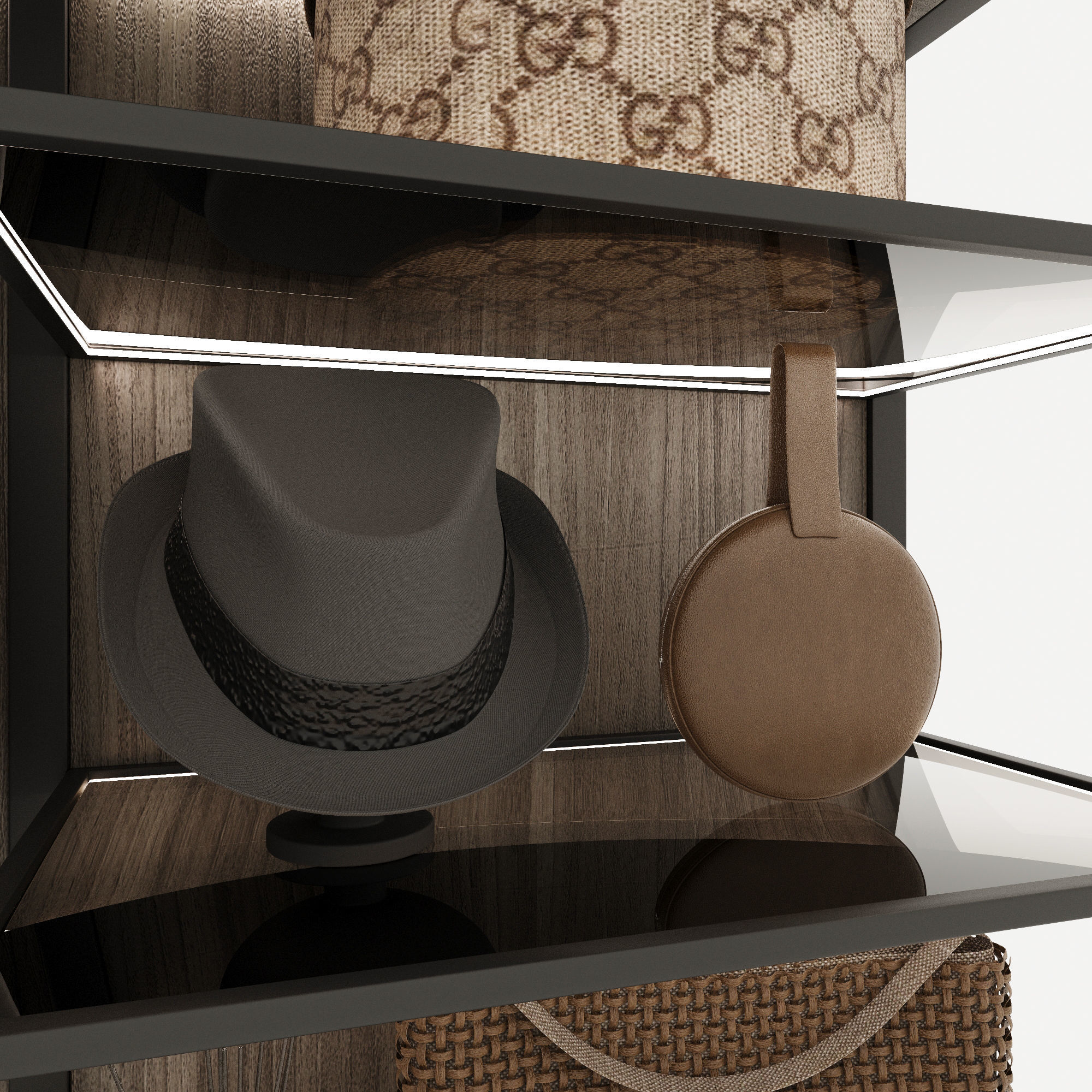Wardrobe closet with clothes and drawers 3D model_6