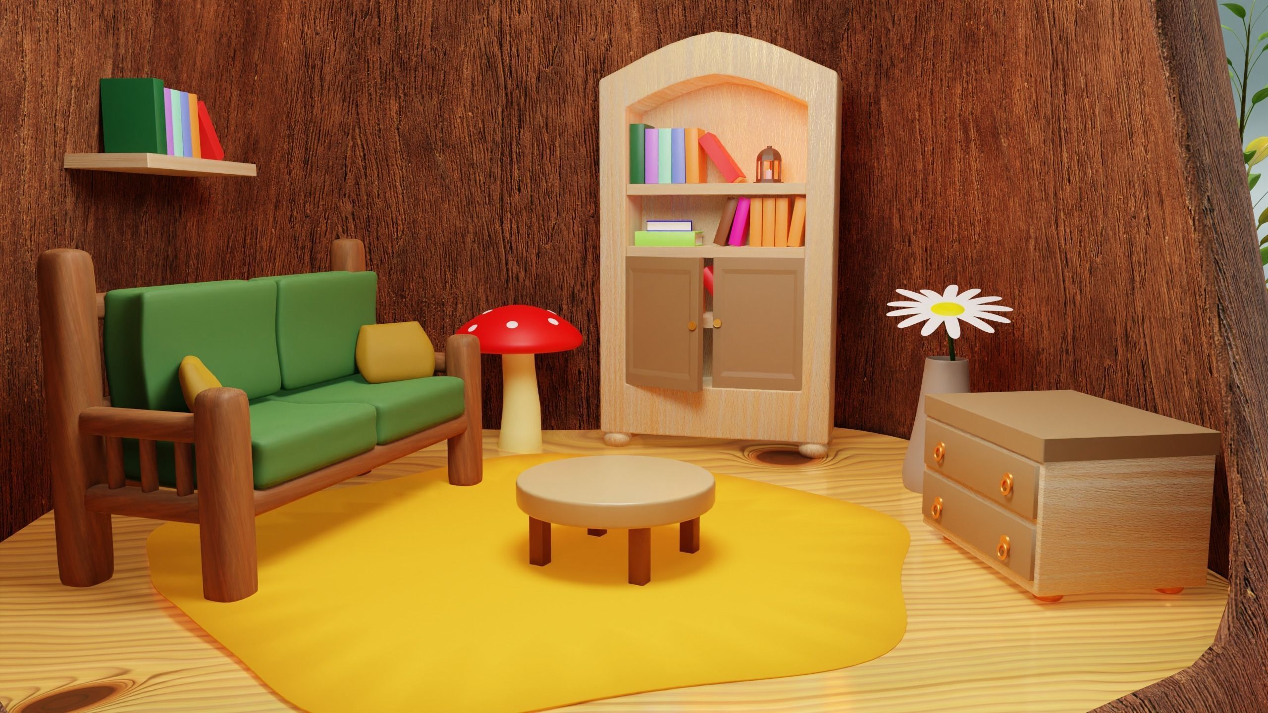 Tree stump Study Room  3D model_1