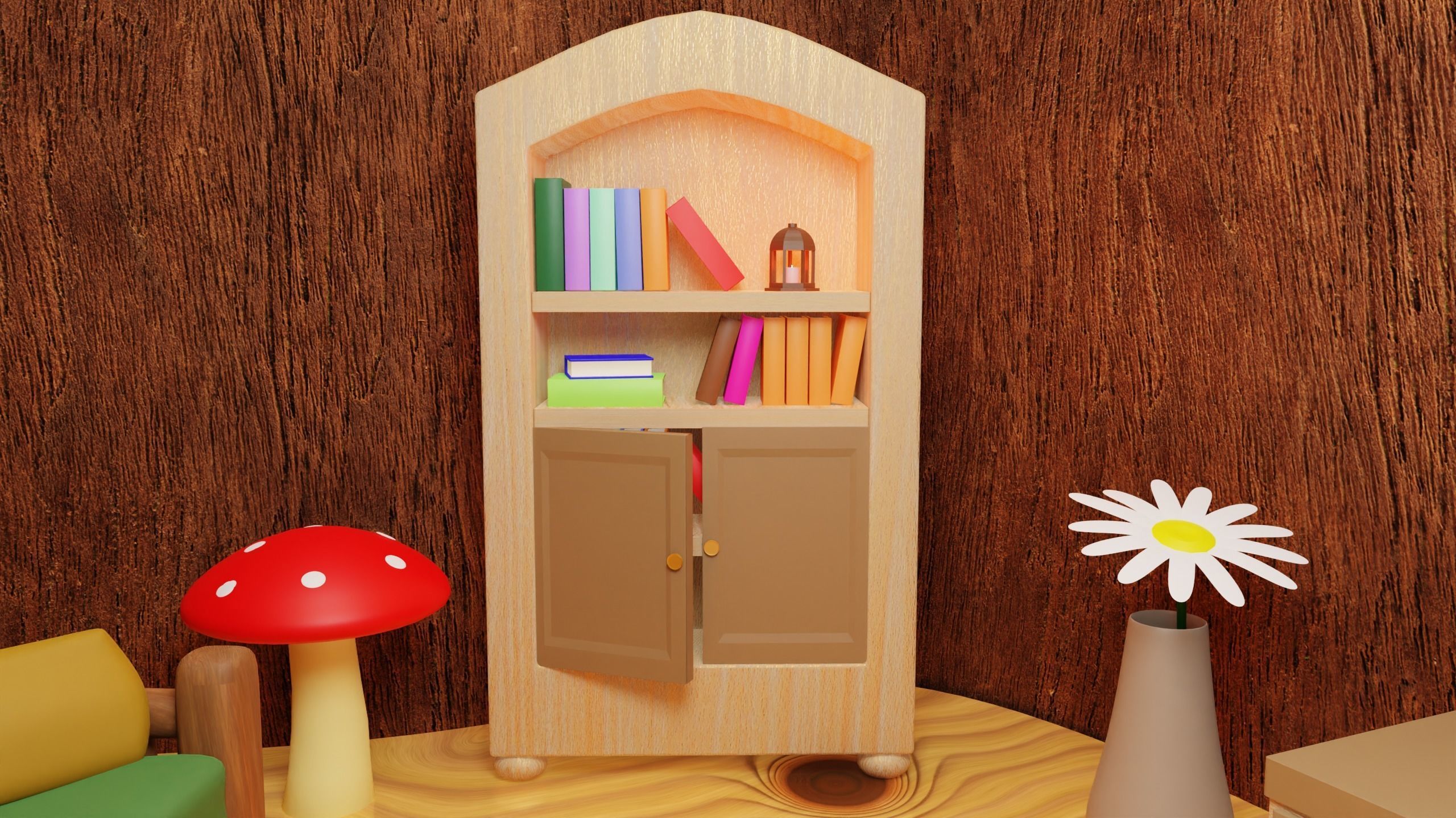 Tree stump Study Room  3D model_4