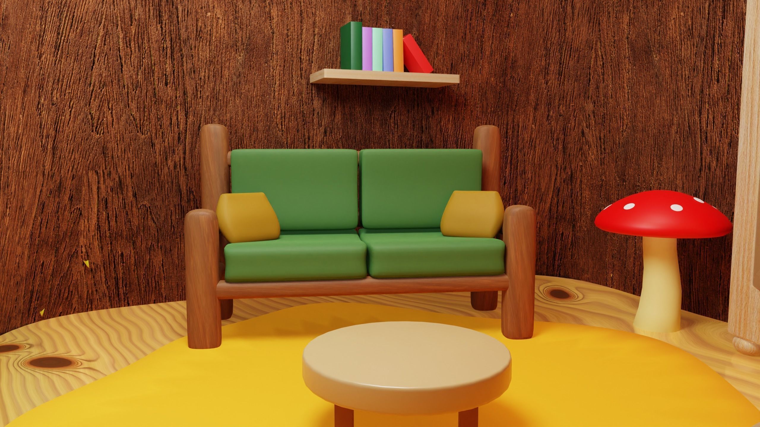 Tree stump Study Room  3D model_2