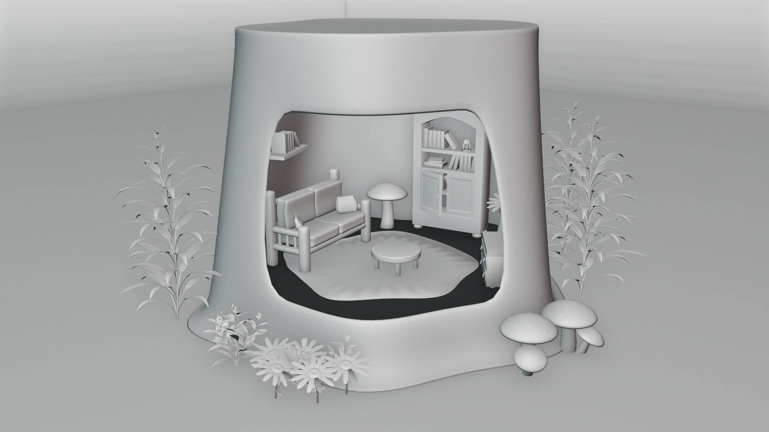 Tree stump Study Room  3D model_5