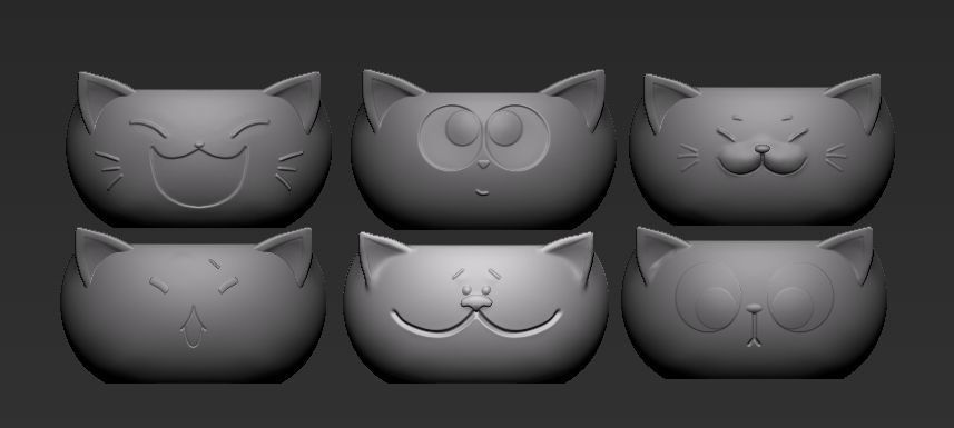 Kit of six vase in the shape of a cat 3D print model_5