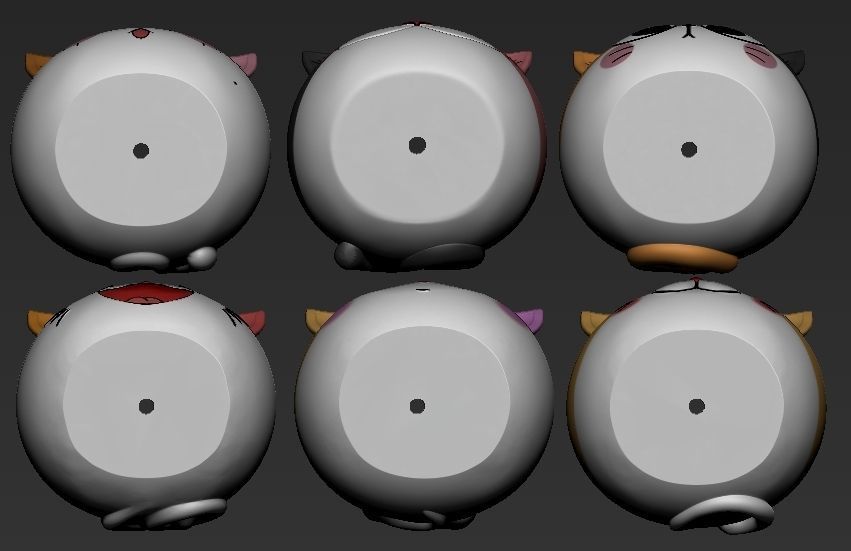 Kit of six vase in the shape of a cat 3D print model_4