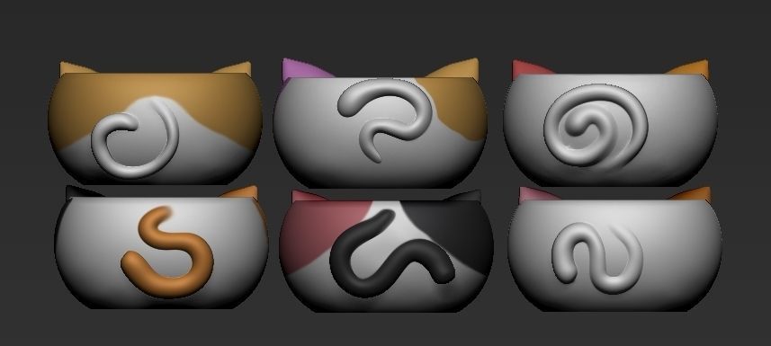 Kit of six vase in the shape of a cat 3D print model_3