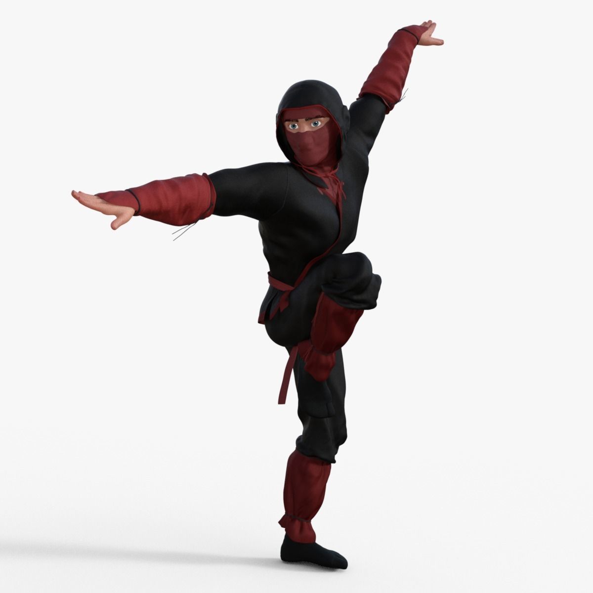 Ninja Character Rigged 3D model_9