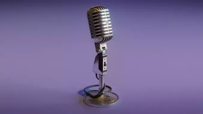 Vintage Microphone Low-poly 3D model