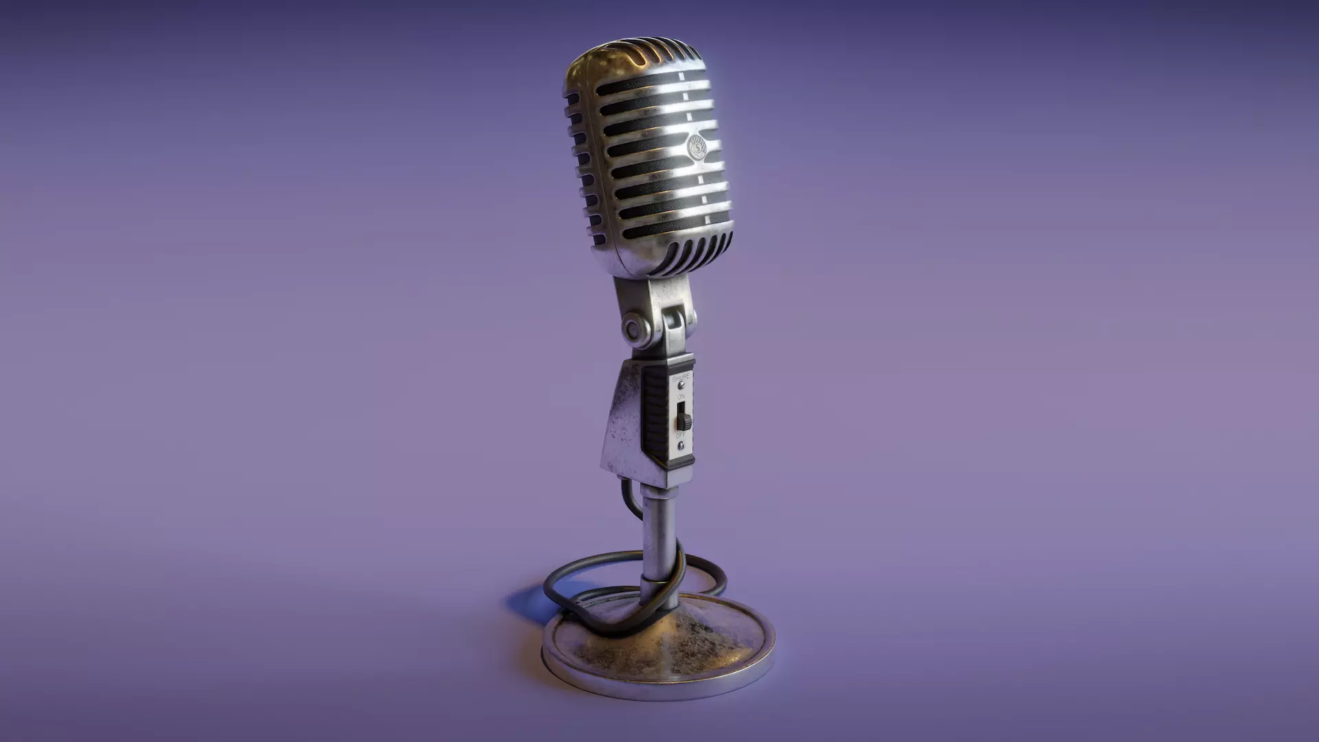 Vintage Microphone Low-poly 3D model