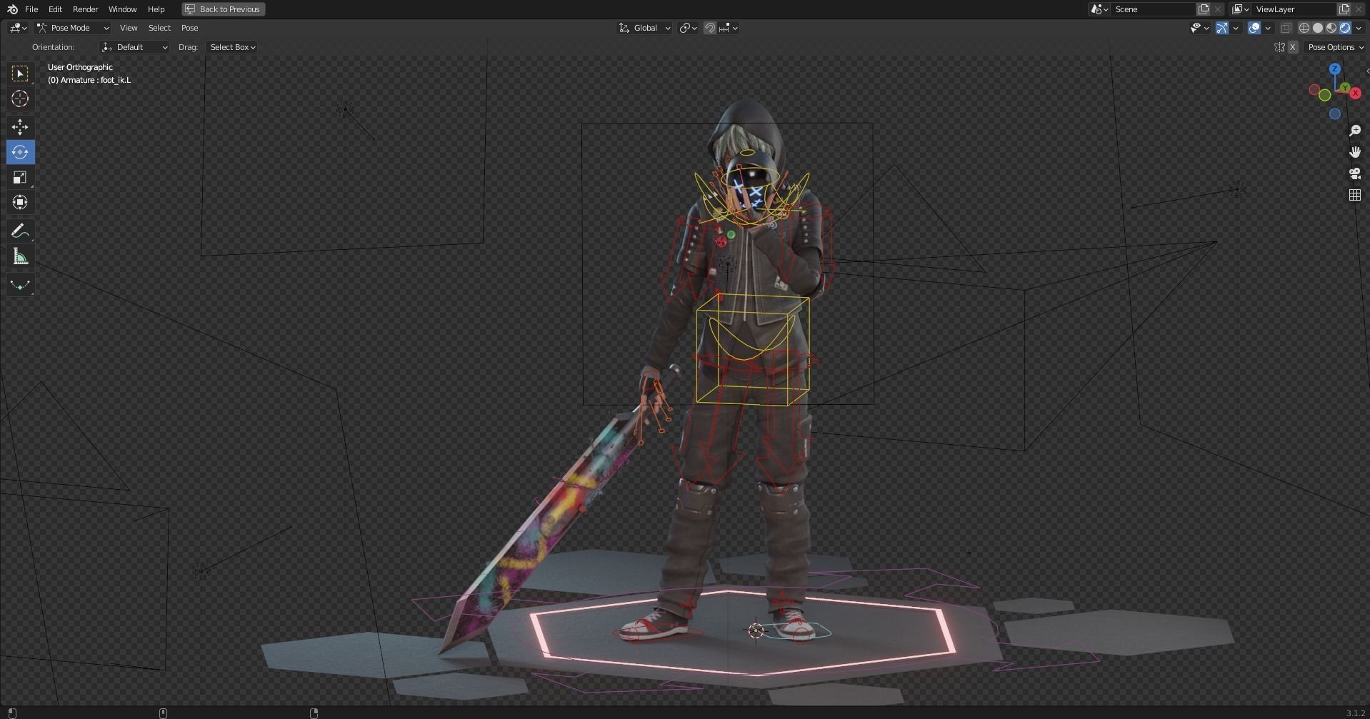 Fantasy Cool Guy With Sword Low-poly 3D model_9