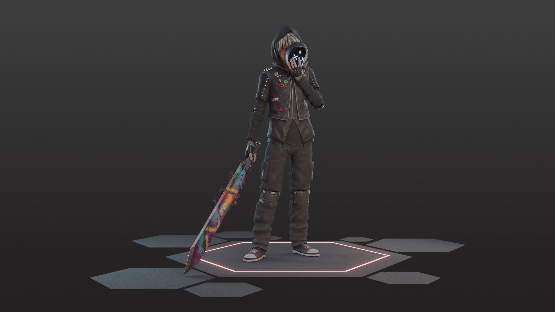 Fantasy Cool Guy With Sword Low-poly 3D model_2