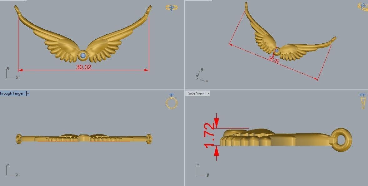 Pendant Wing 3D print model_5
