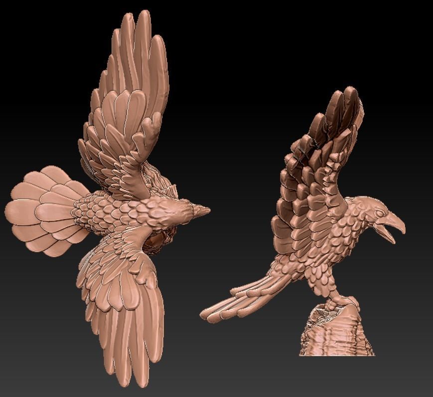 Crow miniature  3D print model_1