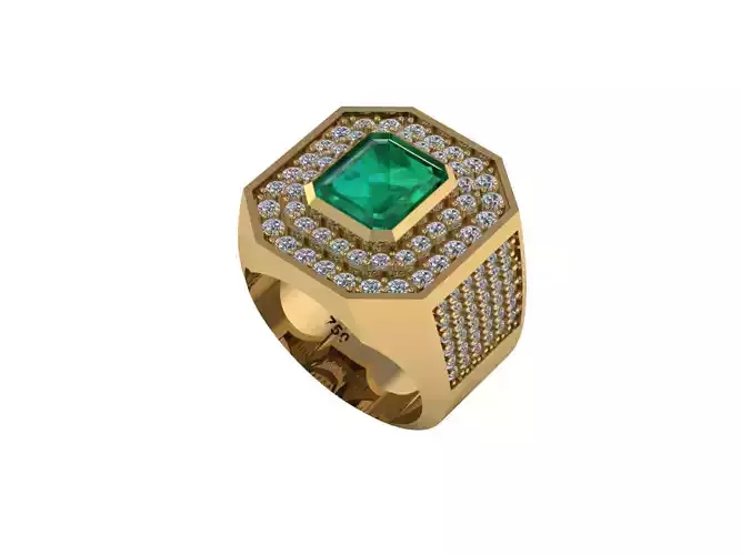  Ring of Emerald and Diamonds